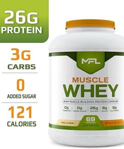 MFL Muscle Whey Protein l 28g of Protein l 8g BCAAs l Keto Friendly l Low Carbs l 5 lbs. (Vanilla Bean) 2