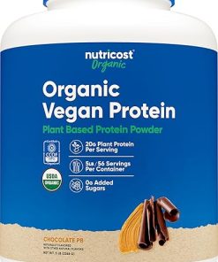 Nutricost Organic Vegan Protein Chocolate Peanut Butter (5 LB) – Gluten-Free- GMO-Free