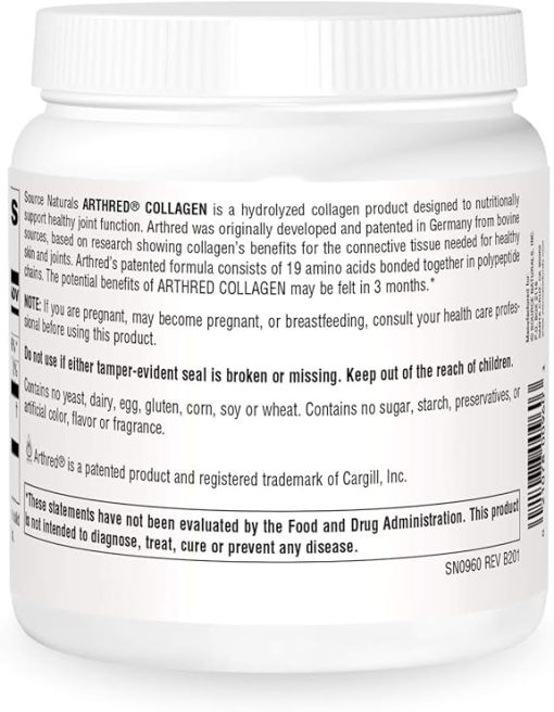 Source Naturals Arthred Collagen Protein Powder - Unflavored Quick Dissolve Hydrolyzed Peptides - Anti Aging Support For Bone- Joint & Skin Health - 9 oz (30 Servings) - Image 2