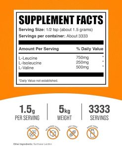 BulkSupplements.com BCAA 3:1:2 Powder – BCAA Supplements- Branched Chain Amino Acids Powder – Unflavored & Gluten Free 2