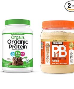 Orgain Organic Vegan Protein Powder- Chocolate Fudge 2 lbs + PBfit Original 30 oz