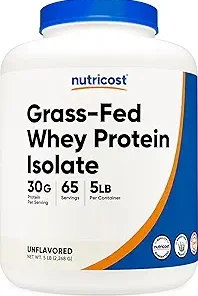 Nutricost Grass-Fed Whey Protein Isolate (Unflavored) 5LBS – rBGH Free- Non-GMO & Gluten Free