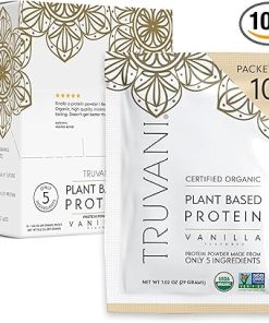 Truvani Vegan Pea Protein Powder | Vanilla | 20g Organic Plant Based Protein | 10 Travel Packets | Keto | Gluten & Dairy Free | Low Carb | No Added Sugar