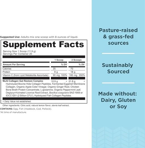 Ancient Nutrition Multi Collagen Protein Powder- Gut Restore - Image 2