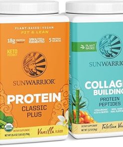 Sunwarrior Vegan Protein Powder | Plant-Based Protein Vanilla- 30 Servings & Vegan Collagen Building Powder | Vanilla