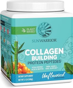 Vegan Collagen Building Powder Protein Peptide with Biotin Vitamin C Hyaluronic Acid Collagen Protein Powder for Hair Skin Nail Dairy Free Gluten Free | Unflavored by Sunwarrior