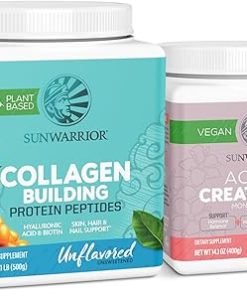 Sunwarrior Vegan Collagen Building Powder | Unflavored- 20 Servings & Creatine for Women | Micronized Creatine Monohydrate Powder