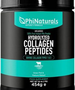 PhiNaturals Hydrolyzed Collagen Peptides Powder (unflavored) for Women and for Men – Grass Fed Bovine Beef Collagen