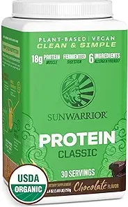 Brown Rice Protein Powder with Bcaa & Amino Acids Raw Rice Protein Shake Gluten Free Low Carb Dairy Free | Plant Based Classic Sprouted Brown Rice Protein Powder Chocolate 750g by Sunwarrior