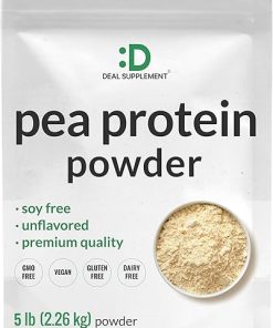 DEAL SUPPLEMENT Unflavored Pea Protein Powder- 5lbs – Premium North American Grown Peas – Easily Digested Isolate Form – Great for Shakes