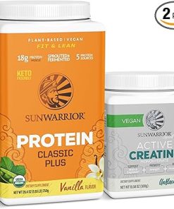 Sunwarrior Vegan Protein Powder Vanilla Flavored 30 Servings & Creatine Monohydrate Powder 60 Servings