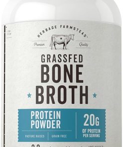 Carlyle Grass Fed Bone Broth Protein Powder | 35.2 oz (2.2lb) | 20g Protein | Pasture Raised- Grain Free Supplement | Non-GMO & Gluten Free | by Herbage Farmstead