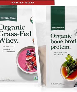 Natural Force Grass Fed Organic Whey Protein Powder 5 Pound A2 Protein Pure Organic Bone Broth Protein Powder 10.8 oz