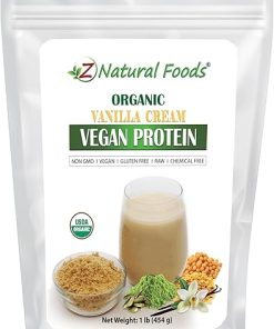 Z Natural Foods Organic Vanilla Cream Vegan Protein Powder- Vanilla Flavored Vegan Protein Supplement