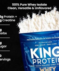 Clean Unflavored Whey Isolate Protein Powder with Creatine | 23g plus 5g Creatine & Organic BCAA per Serving | 100% Natural | No Carbs | Preservatives- GMO 2