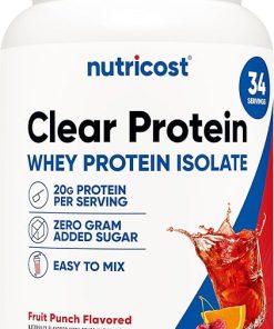 Nutricost Clear Whey Protein Isolate 2 LBS (Fruit Punch Flavored) – 20G Protein Per Serving- GMO-Free