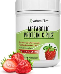 Naturalslim Protein Powder with Vitamins and Minerals Metabolic C-Plus – Meal Replacement Powder Fortified with Vitamin C- Zinc & Amino Acid – Strawberry Protein Powder 10 Servings 1.1 lb.