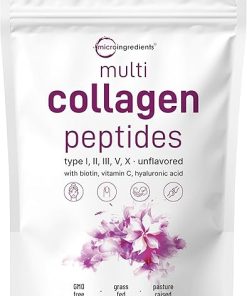 Micro Ingredients Multi Collagen Protein Powder 16oz & Moringa Oleifera 6-000mg Equivalent 300 Capsules Bundle 2 Pack | Grass-Fed Collagen Peptides | Antioxidant Supplement 2