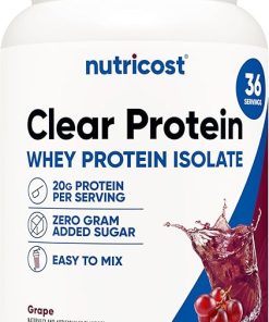 Nutricost Clear Whey Protein Isolate 2 LBS (Grape Flavored) – 20G Protein Per Serving- GMO-Free