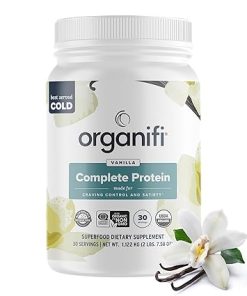 Organifi Complete Protein Vanilla Flavor – Organic Vegan Plant Based Protein Powder with Digestive Enzymes – 30 Day Supply – No Soy- Dairy