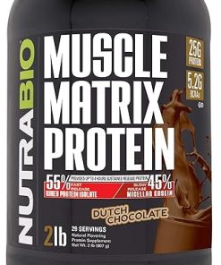 NutraBio Muscle Matrix Protein Powder – 25g of Protein Per Scoop – Whey Isolate and Micellar Casein Combo for Fast and Slow Release – Dutch Chocolate- 2 Pounds- 28 Servings