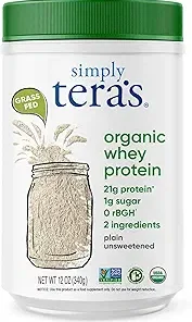 Simply tera’s Organic Whey Protein Powder – Grass Fed Whey Protein Powder Without Artificial Sweeteners- Unflavored Protein Powder