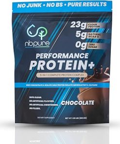 nbpure Performance Protein+: Natural Protein Blend- 23g Whey Isolate & Concentrate + Milk Protein Isolate– Clean- Healthy Protein Powder – Nothing Artificial
