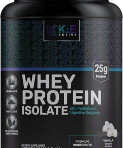 KAE Active Easily Digestible Vanilla Grass-Fed Whey Protein Isolate Powder. Clean Formula with only 5 Ingredients. 25g of Protein.