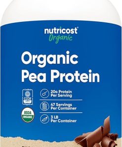 Nutricost Organic Pea Protein Powder (3 LBS) Chocolate – Certified USDA Organic- Protein from Plants