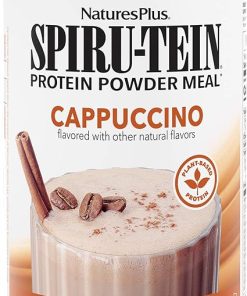 NaturesPlus SPIRU-TEIN Shake – Cappuccino Flavor – 1.1 lbs- Spirulina Protein Powder – Plant Based Meal Replacement