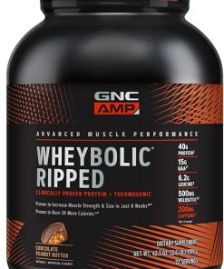 GNC AMP Wheybolic Ripped Whey Protein Powder Isolate with BCAA | Targeted Muscle Building and Workout Support Formula | Gluten Free |Chocolate Peanut Butter | 22 Servings