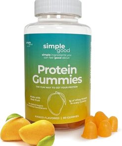Simple Good Protein Gummies | 1g Whey protein per Gummy | 90 Count Protein Gummies | Protein Snacks | Essential Amino Acids | Healthy Gummy Candy | Gummies for Women |Gummies for Men |Gummies for Kids
