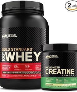 Optimum Nutrition ON Gold Standard 100% Whey Protein Primary Source Isolate – Double Rich Chocolate- 2 Lbs + ON Micronized Creatine Monohydrate Powder – Unflavored