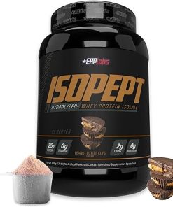 IsoPept Hydrolyzed Whey Protein Powder by EHPlabs – 100% Whey Protein Isolate & Hydrolysate- 27g of Protein