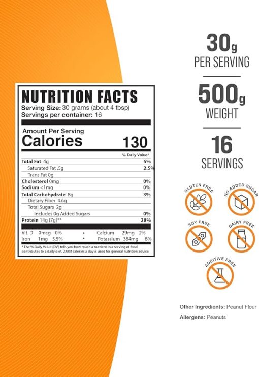 BulkSupplements.com Peanut Flour Protein Powder - Peanut Butter Powder- Peanut Butter Protein - Image 2
