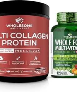 Whole Food Multivitamin for Women + Multi Collagen Protein Powder Hydrolyzed (Type I II III V X) Bundle