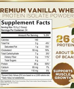 100% Whey Protein Powder- Creamy Vanilla Whey Isolate 26g Protein & BCAAs – Support Muscle Growth 2