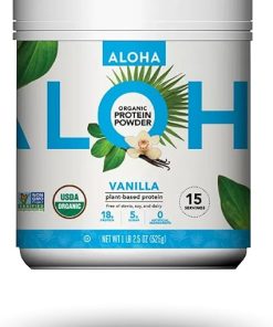 Aloha Protein Powder | Vanilla | 1 LB | Plant Based | Includes MCT Oil from Coconut for Natural Energy- 5g of Fiber to Support Digestion
