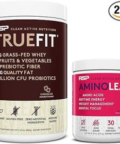 RSP NUTRITION AminoLean Pre Workout Energy (Fruit Punch 30 Servings) with TrueFit Protein Powder (Chocolate 2 LB)