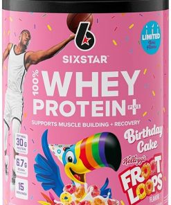 Six Star Whey Protein Powder Plus | Muscle Building & Recovery Plus Immune Support | Muscle Builder for Men & Women | Kellogg’s Froot Loops Birthday Cake Flavor | 1.5lb