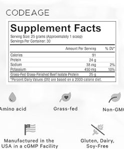 Codeage Grass-Fed Beef Isolate Protein Powder Supplement – 20 Amino Acids- Collagen-Rich – Athletes & Sports – Unflavored Carnivore Protein Supplement 2