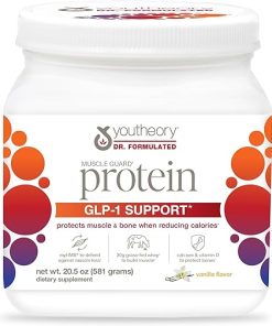 Youtheory Muscle Guard Protein GLP-1 Support – Whey Protein Powder Supplement – for GLP-1 Users – Supports Muscle & Bone – with myHMB- Calcium & Vitamin D – 20.5 oz Powder
