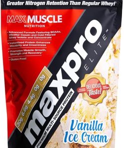 Max Muscle Maxpro Elite Whey Protein Powder | 30g Protein | 0g Sugar | 6.6g BCAAs | Micellar Casein Cold Filtered Whey Isolate Protein | Promotes Muscle Growth & Recovery (Vanilla Ice Cream 2lb)