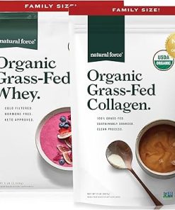Natural Force Grass Fed Organic Whey Unflavored A2 Protein Powder- 5 LB Organic Clean Collagen Peptides Powder Unflavored