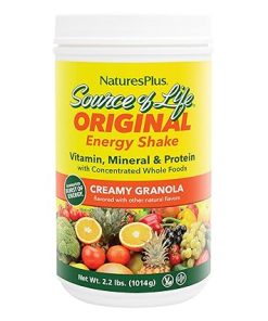 NaturesPlus Source of Life Energy Shake – 2.2 lbs Multivitamin- Mineral & Protein Powder – Granola Flavor – Whole Food Meal Replacement – Non-GMO