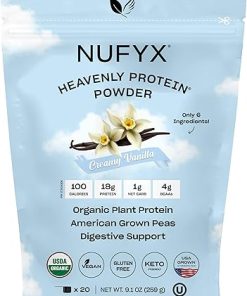 NUFYX® • Heavenly Protein® Powder • World’s Finest 100% Organic American Grown Peas • Vegan • Gluten Free • Low Carb (Creamy Vanilla- 20 Scoops)