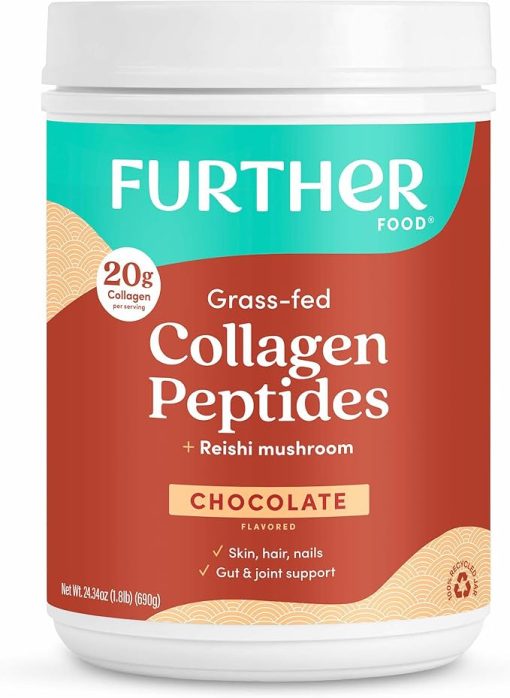 Further Food Chocolate Collagen Peptides Powder- Grass-Fed Pasture-Raised Hydrolyzed Type 1 & 3 Protein