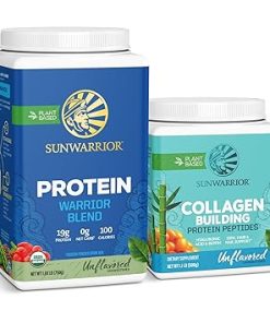 Sunwarrior Vegan Protein Powder | Unflavored 30 Servings & Vegan Collagen Building Peptide Powder | Unflavored 20 Servings
