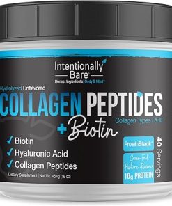 Intentionally Bare Collagen Powder Unflavored – Collagen Peptides Powder with Biotin & Hyaluronic Acid