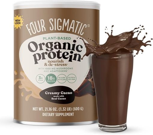 Four Sigmatic Organic Plant-Based Protein Powder Creamy Cacao Protein with Lion’s Mane- Chaga